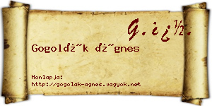 Gogolák Ágnes névjegykártya